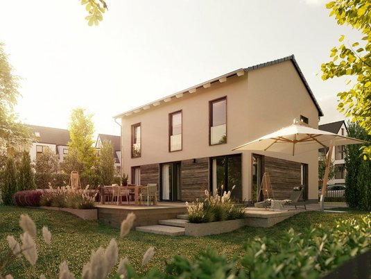 Ein stilvolles Stadthaus Flair 152, das im Baugebiet Schönwalde am Bungsberg entstehen kann, modern und familienfreundlich geplant.