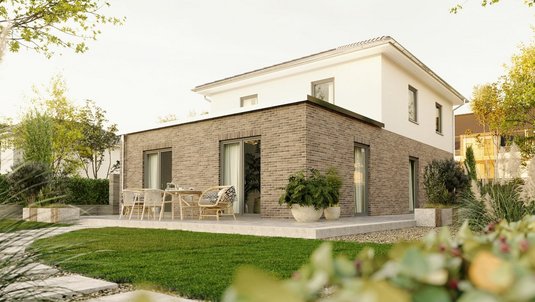 Modernes Stadthaus Flair 124 im Grünen - Wohnen mit Lebensqualität nahe der Ostsee Modernes Einfamilienhaus mit Garten, umgeben von Natur und ideal für Familien, die nahe der Ostsee leben möchten