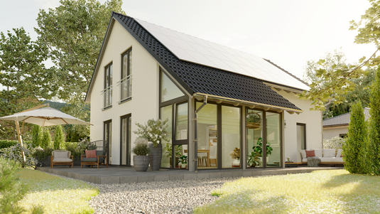 Neubaugebiet Torfmoor in Sülfeld - Jetzt Traumhaus bauen Blick auf das Einfamilienhaus Bodensee 129 - perfekt für Baugebiet Torfmoor in Sülfeld mit Feldern und Bäumen. Ruhige Lage im Grünen mit Nähe zu Hamburg und ideal für Familien.