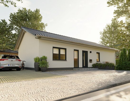 Moderner Bungalow für Schönwalde am Bungsberg planen Ein moderner Bungalow, wie er im Baugebiet Schönwalde am Bungsberg entstehen kann, perfekt für barrierefreies Wohnen in Ostholstein.
