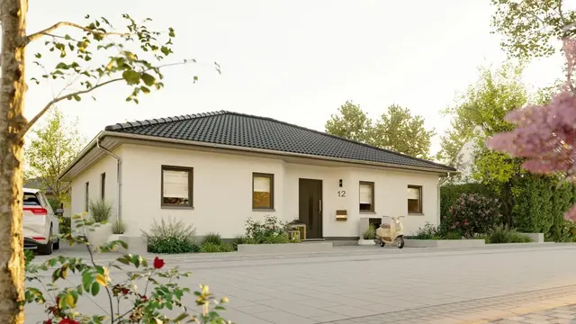 Moderner Bungalow für ein entspanntes Wohnen im Grünen in Rümpel Moderner Bungalow mit gepflegtem Grundstück als Inspiration für den Hausbau im neuen Baugebiet in Rümpel