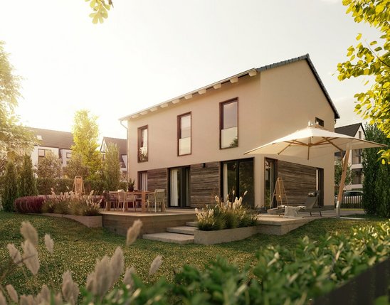 Stadthaus Flair 152 planen in Schönwalde am Bungsberg Ein stilvolles Stadthaus Flair 152, das im Baugebiet Schönwalde am Bungsberg entstehen kann, modern und familienfreundlich geplant.