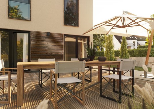 Stilvolles Stadthaus für modernes Wohnen in Bad Oldesloe Stadthaus mit großer Fensterfront und Garten als mögliches Eigenheim im Wohnquartier am Claudiussee in Bad Oldesloe