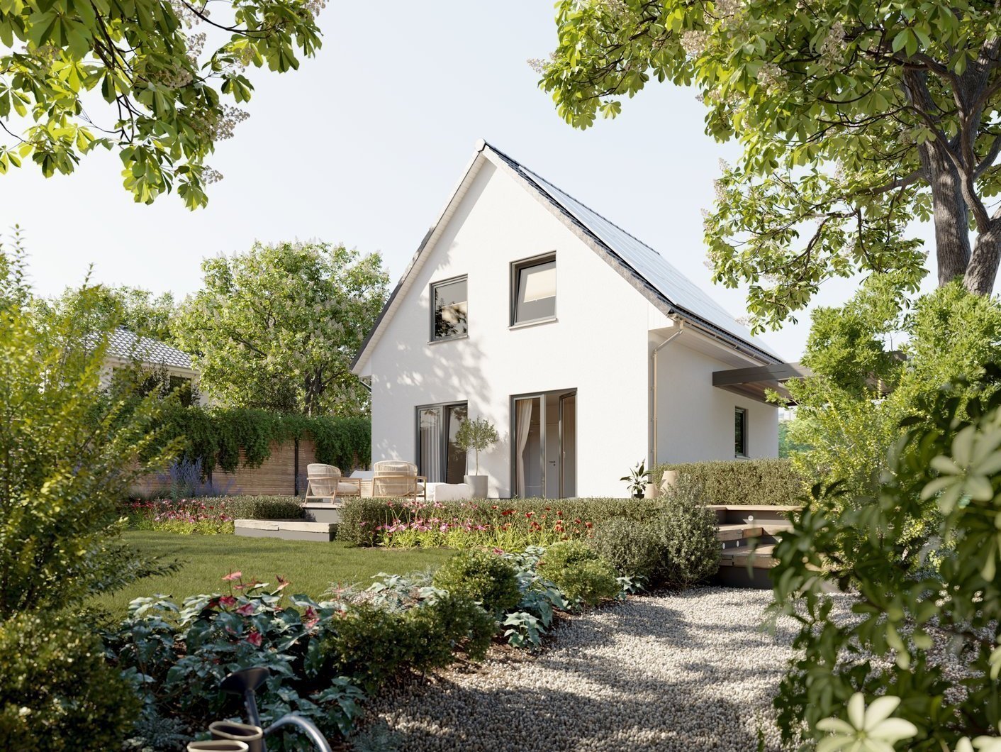 Modernes Haus mit gepflegtem Garten als mögliches Eigenheim im Neubaugebiet Claudiussee in Bad Oldesloe